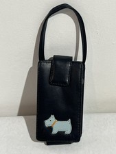 Radley Mobile Phone Case Bag Black Leather Dog Logo with Handle Vintage