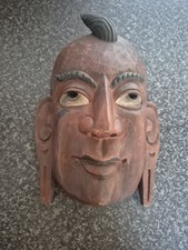 Hand carved wooden mask with - mask,