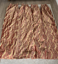2 x Pairs of Terracotta & Gold Bespoke Curtains W79" x L81" & W105” x L83"