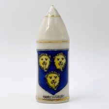 VINTAGE CRESTED CHINA - WW1 ARTILLERY SHELL - SHREWSBURY CREST