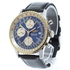 BREITLING OLD NAVITIMER D13020 41mm SS/YG Blue Dial Automatic Chronograph #C238
