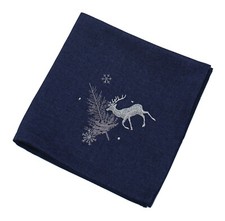 Neve Winter Woodland Navy/Silver Christmas Embroidered Napkin 18 " x 18"