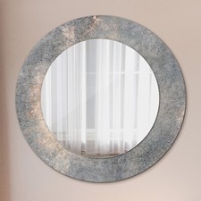 Wall Mounted Mirror with Decorative Printed Frame Ready To Hang Vintage Concrete
