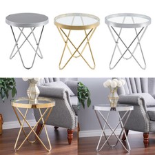 Small Round Glass Sofa Side