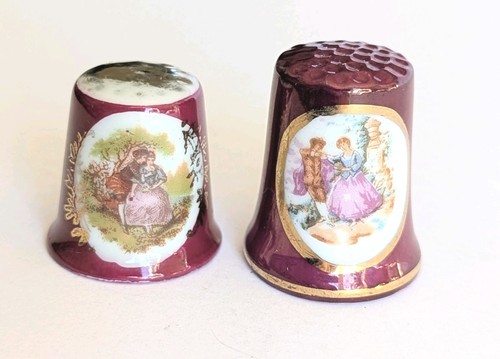 Pair vintage ceramic thimbles - pair,