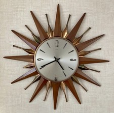 Vintage Metamec Sunburst Starburst Wall Clock Retro 60s 70s Working With Issues