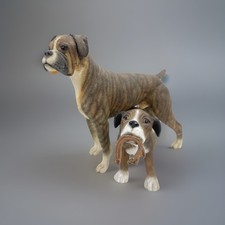 Boxer Dog Dad And Puppy Ornament Figure Bundle Of Two Cute Animal Decor