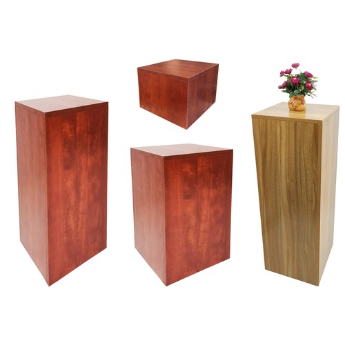 Wood cube pedestal table - wood,
