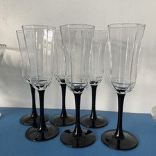 6x Luminarc France Black Glass