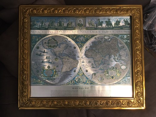 Blaeu wall gold - framed, map