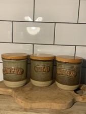 Genuine English Stoneware Tea Coffee Sugar Storage Jars Set of 3