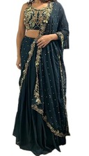 Green Mehndhi Lehenga Choli  Saree Blouse Lengha Indian Wedding Small Xs S