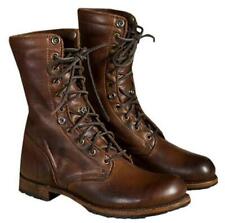 New Mens Retro Lace Up Gothic Mid Calf Boots Motorcycle Shoes Riding Military