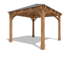 Gazebo Pressure Treated Wooden Garden Shelter Roof Shingles Leviathan 6m x 3m