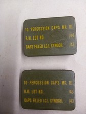 2 x WW2 BRITISH ARMY, Percussions Caps Tin empty. Dated 44/43 and 43/43