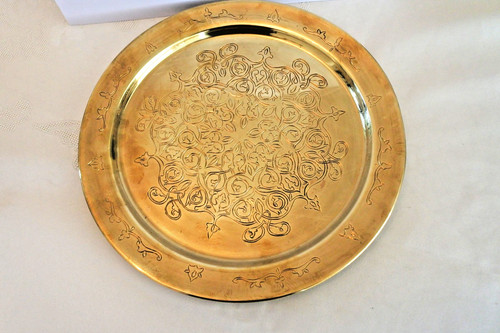 Vintage indian brass tray - indian,