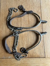 Vintage Military Cavalry Horse Riding Boot Spurs with Leather Straps & Chains