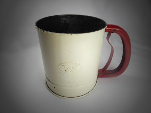 Vintage cream red enamel - vintage,