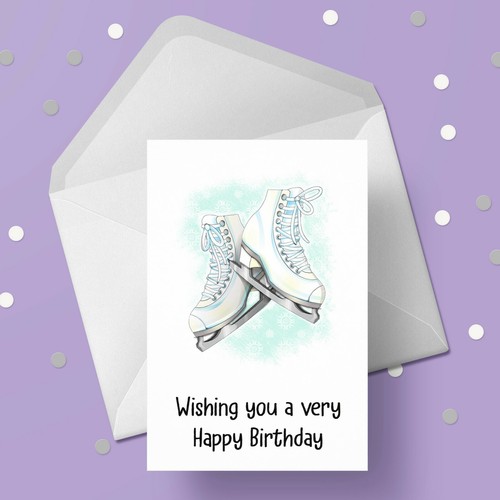 Ice skates birthday card - birthday, 01