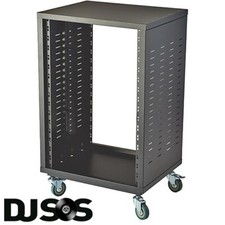 16U 19" Universal Open Rack Cabinet with Wheels, Black - URC-16U