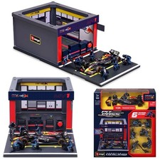 Bburago F1 Max Verstappen Red Bull RB20 Pit Lane Crew Garage Diecast Model