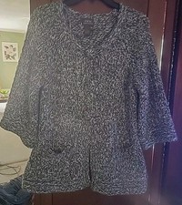 Fenn Wright Manson Sweater Cardigan Gray White Chunky Knit Alpaca Wool SZ L