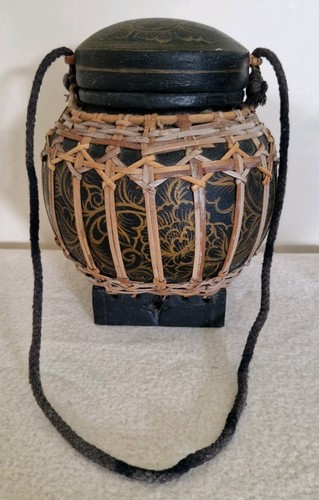 Old wicker bound lacquered - old,