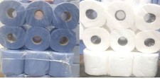 Centre Feed Rolls 6/30/60 2ply Embossed Kitchen Paper Towel Blue/White Rolls