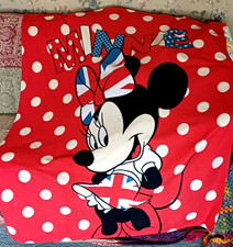 Rare Large Minnie Mouse fleece Blanket Featuring The Union Jack Ex Condition 