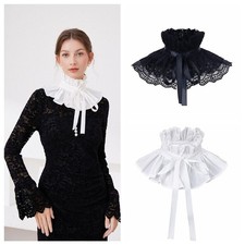 Cotton Fake Ruffle High Collar