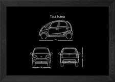Tata Nano Car Blueprint Framed