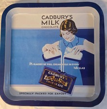 Cadburys Milk Chocolate Vintage Style Metal Tray, Blue And White 35.5cm X 35.5cm