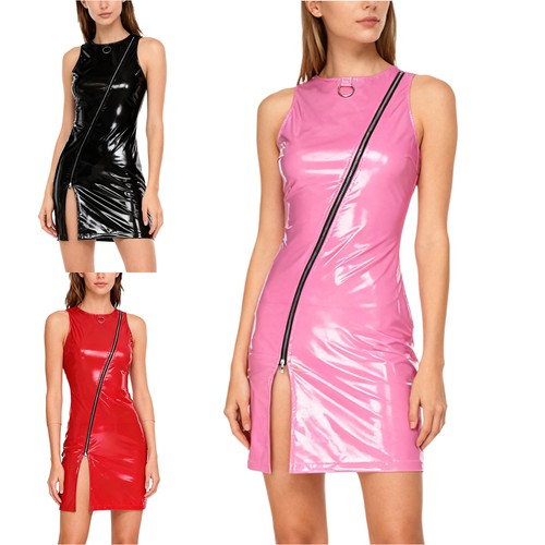 Womens glossy mini dress - glossy,