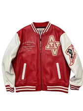 Mens Avirex Genuine Sheep Leather Bomber Jacket American Flight Leather Jacket