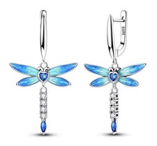 Silver Earrings 925 Silver Dragonfly Drop Earrings
