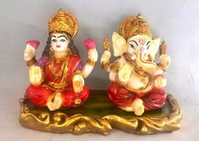 LargeLaxmi Ganesha Lakshmi Puja Hand painted Hindu God Diwali puja Mandir