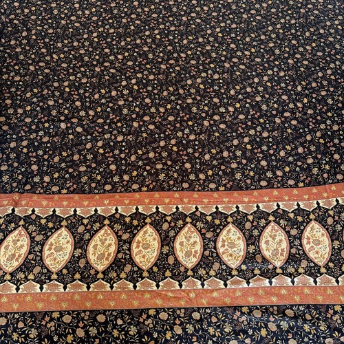 Vintage black floral fabric - black,