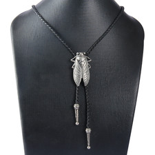 Silver Cicada Bolo Tie Vintage Western Cowboy Rodeo PU Bolo Fashion Longhorn