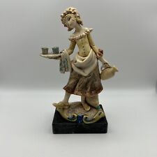 Simonelli Serving Girl Figurine Genuine Carrara Italian Marble