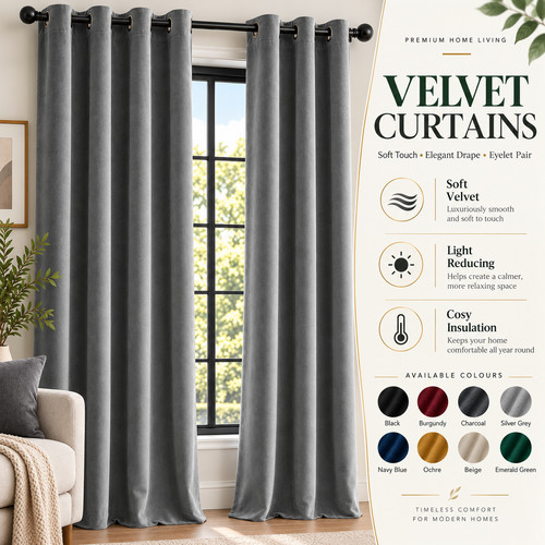 Luxury velvet curtains pair - velvet,