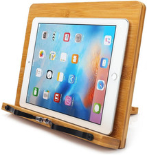 Natural Bamboo Book Stand Adjustable Foldable Cook Book iPad Tablet Holder Stand