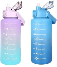 CodiCile Sports Water Bottles 2L , Motivational Drinking Water Bottle blue