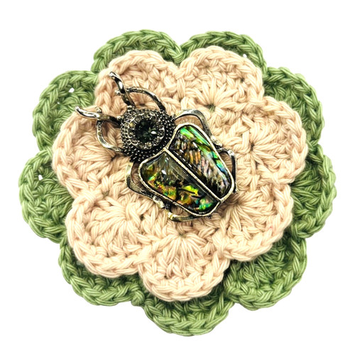 Handmade abalone beetle flower - abalone,