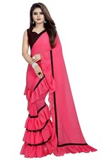 Women's Plain Georgette Ruffle