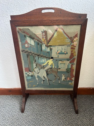 Vintage oak firescreen - oak,
