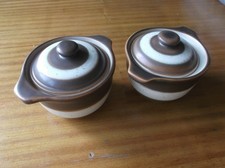 2 X DENBY RUSSET LIDDED SOUP BOWLS.