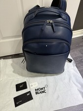 Montblanc BNWT Indigo Sartorial Large Backpack 115630 New Blue Leather MB115630