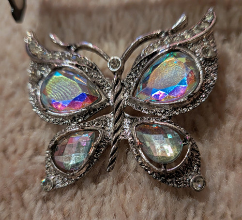 Silver tone butterfly brooch - silver,
