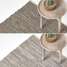 Leather Rug Handwoven Diamond