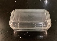 Vintage French ARC Clear Glass Covered Butter Dish 6.5”